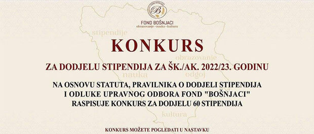 Fond “Bošnjaci”: Konkurs za dodjelu stipendija